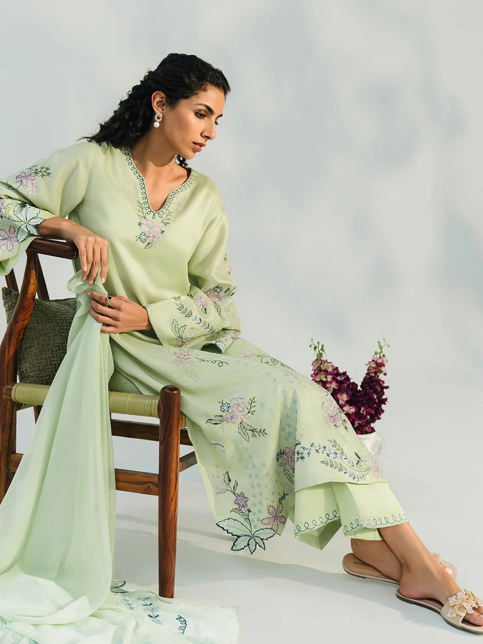 Pistachio Meadow - 3pcs Rawsilk Ensemble