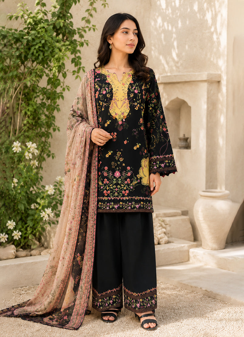 Solid Printed 3 PC Suit