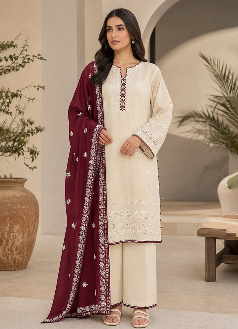 Embroidered 3 PC Suit