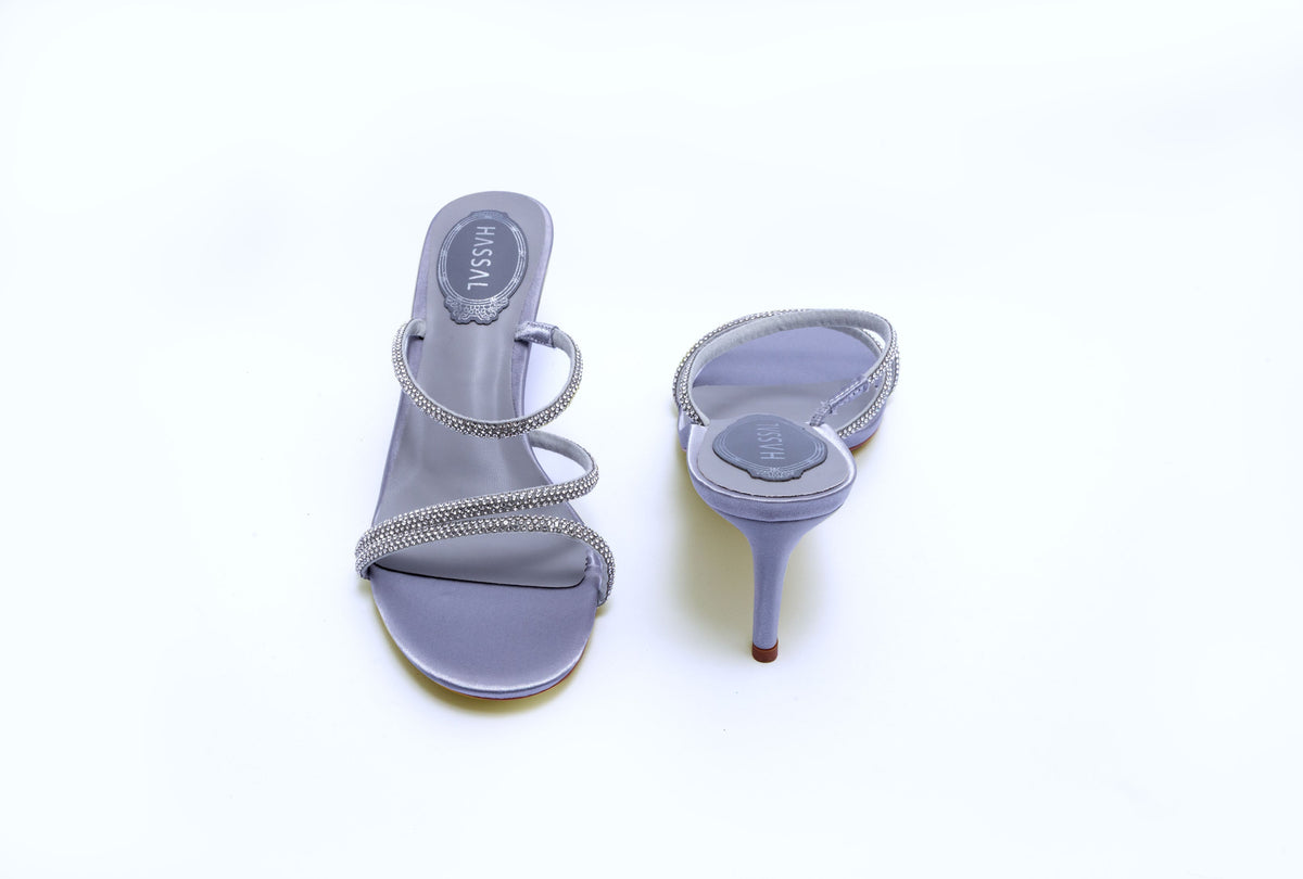 Aysa Silver Crystal Strap Heel