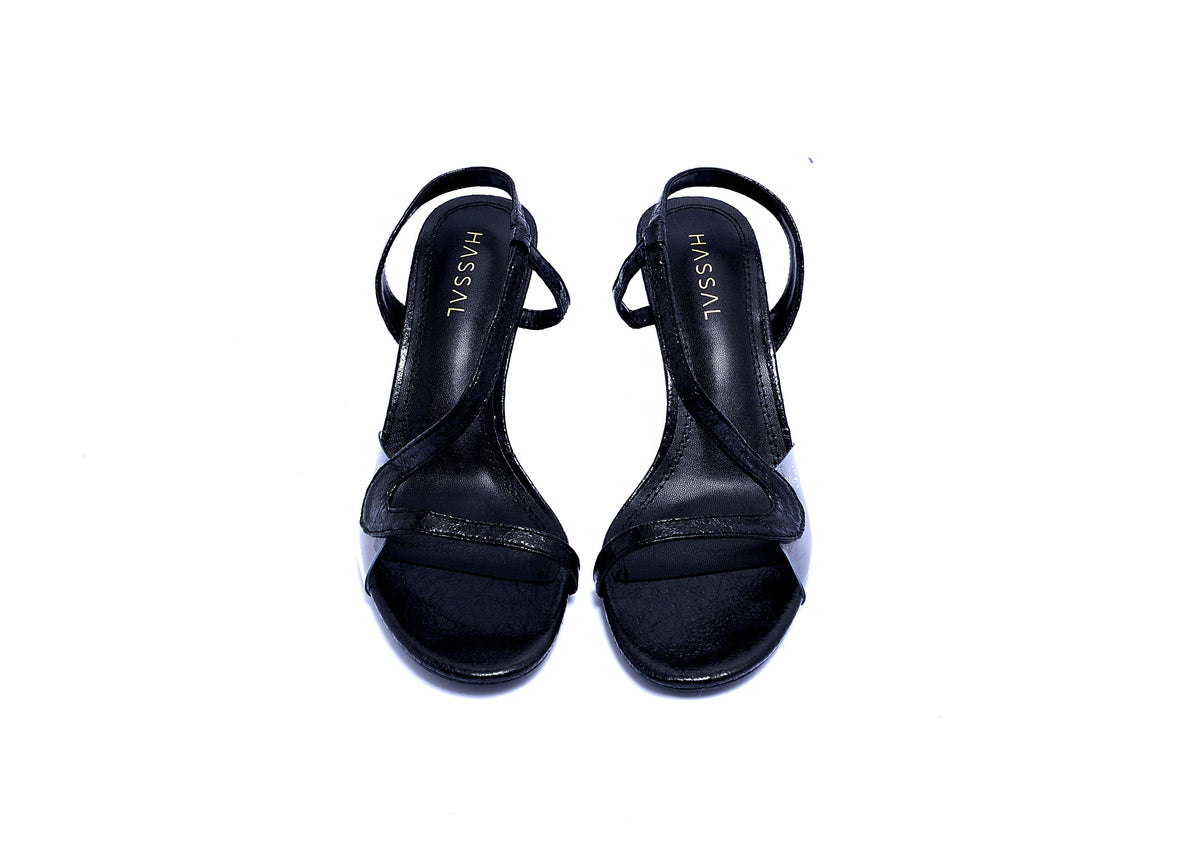 Derya Black Small Strap Heel
