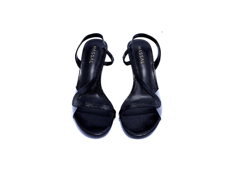 Derya Black Small Strap Heel
