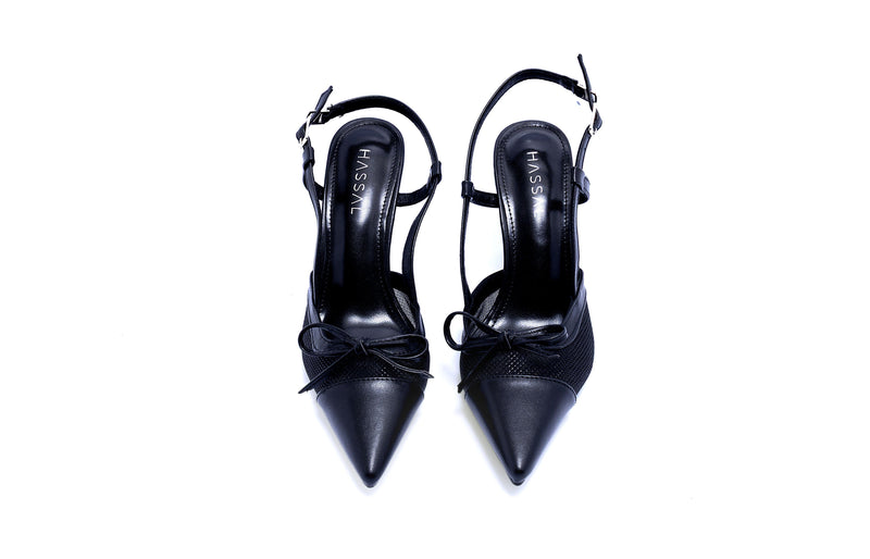 Zehra Black Strap Bow Heel
