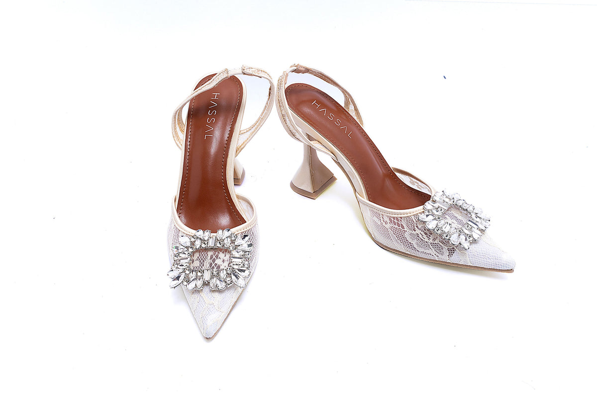 Mila Mesh Silver Crystal Heel