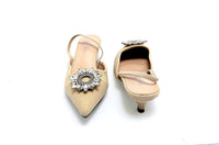 Ela Apricot Silver Crystal Strap Heel