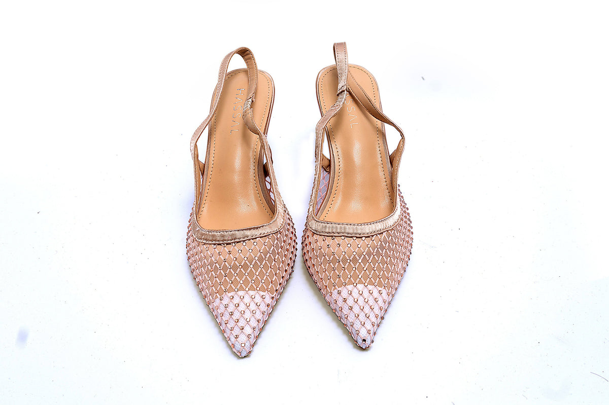 Nora Nude Mesh Crystal Heel