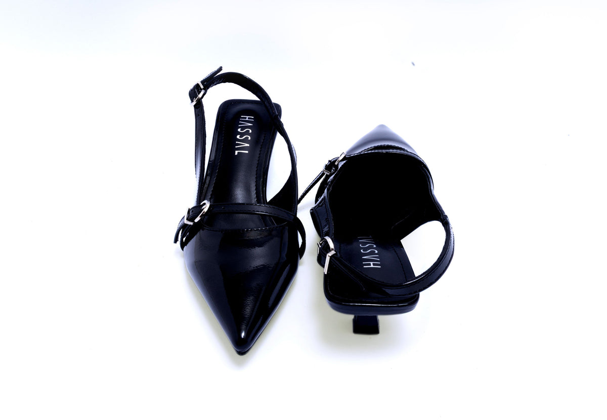 Maya Black Strap Heel