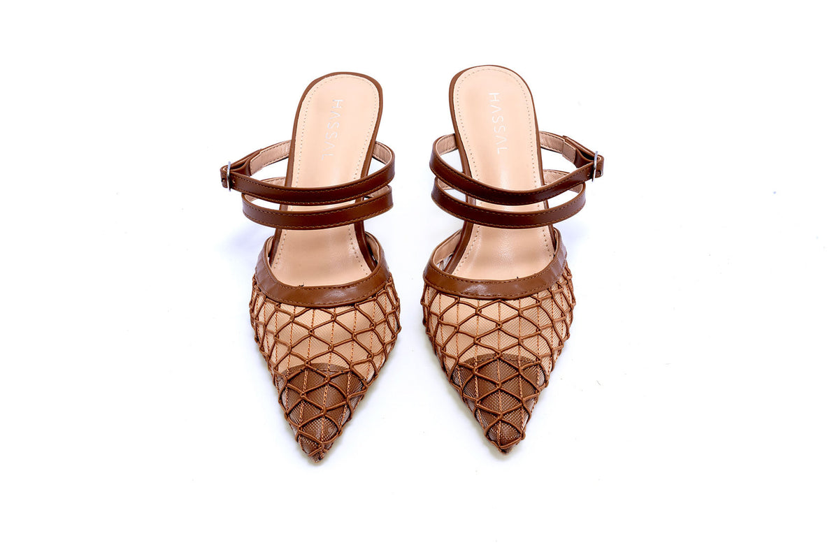 Aylin Brown Mesh Heel`