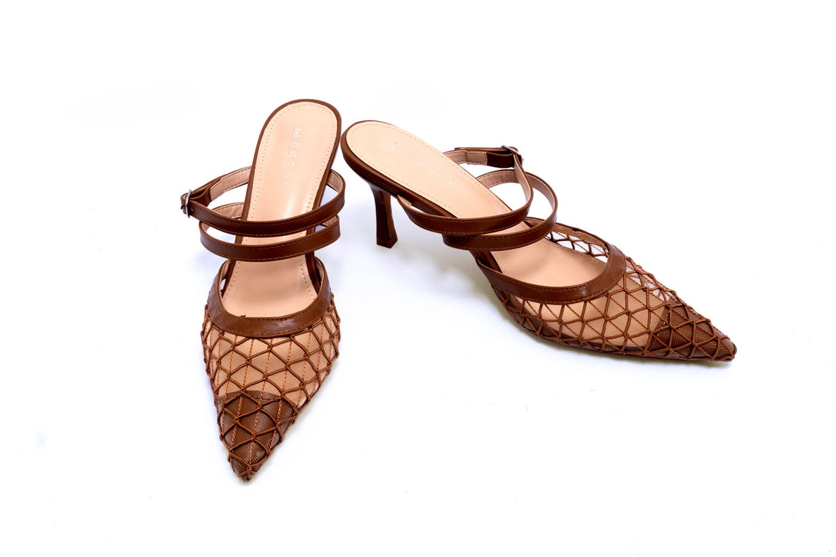 Aylin Brown Mesh Heel`