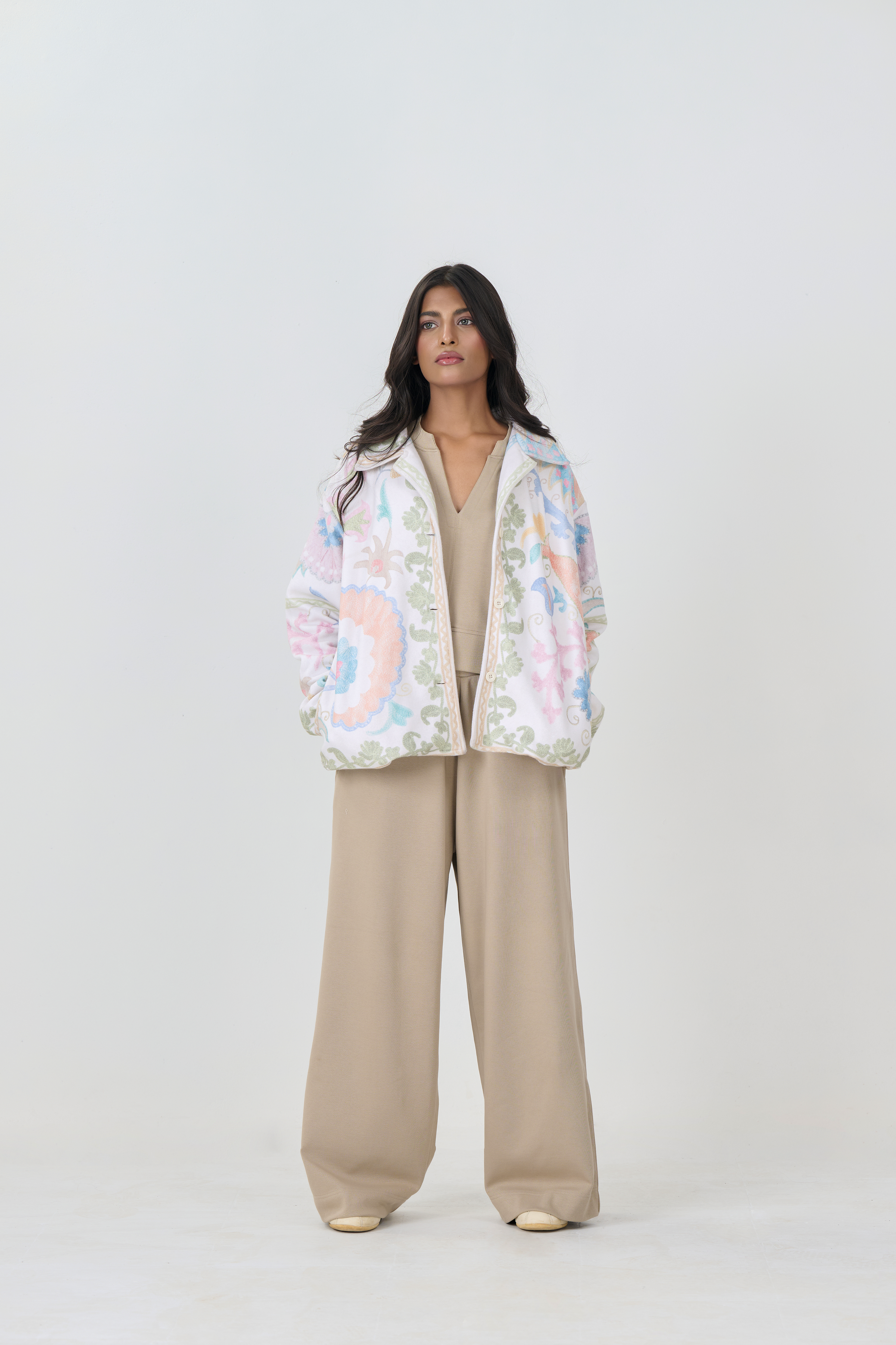 Button Down Collar Jacket (Off White)