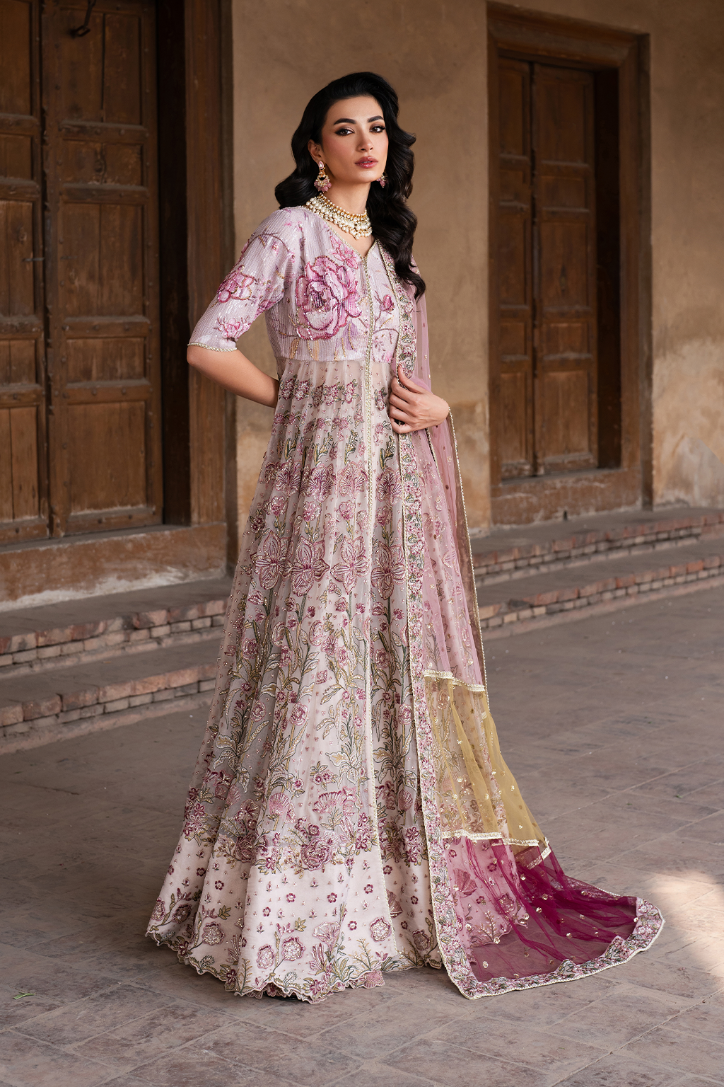 ILC-08 Embroidered Printed Silk (FROCK)
