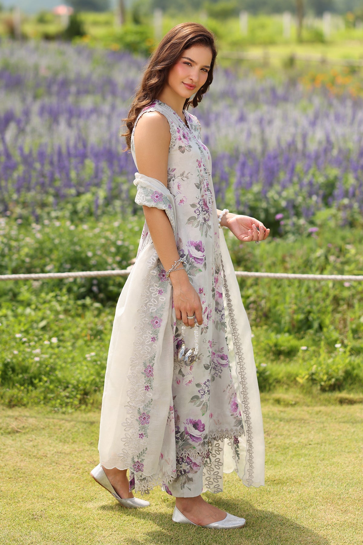 3 Piece Embroidered Net Suit