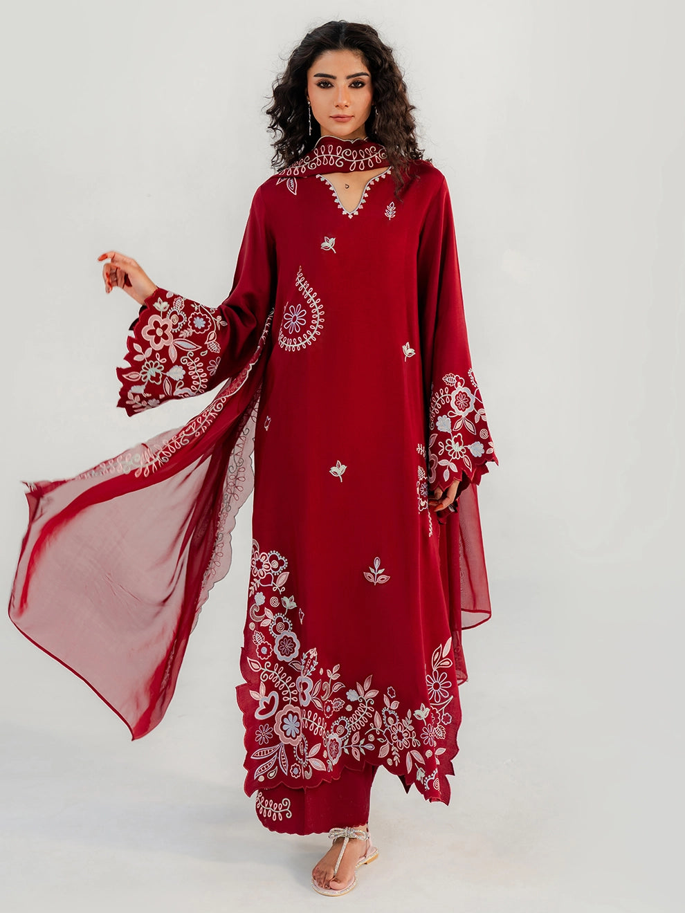 Vaylo Khaddar Co-Ord Set | Maroon Winter Outfit for Women | Kiara By Hana