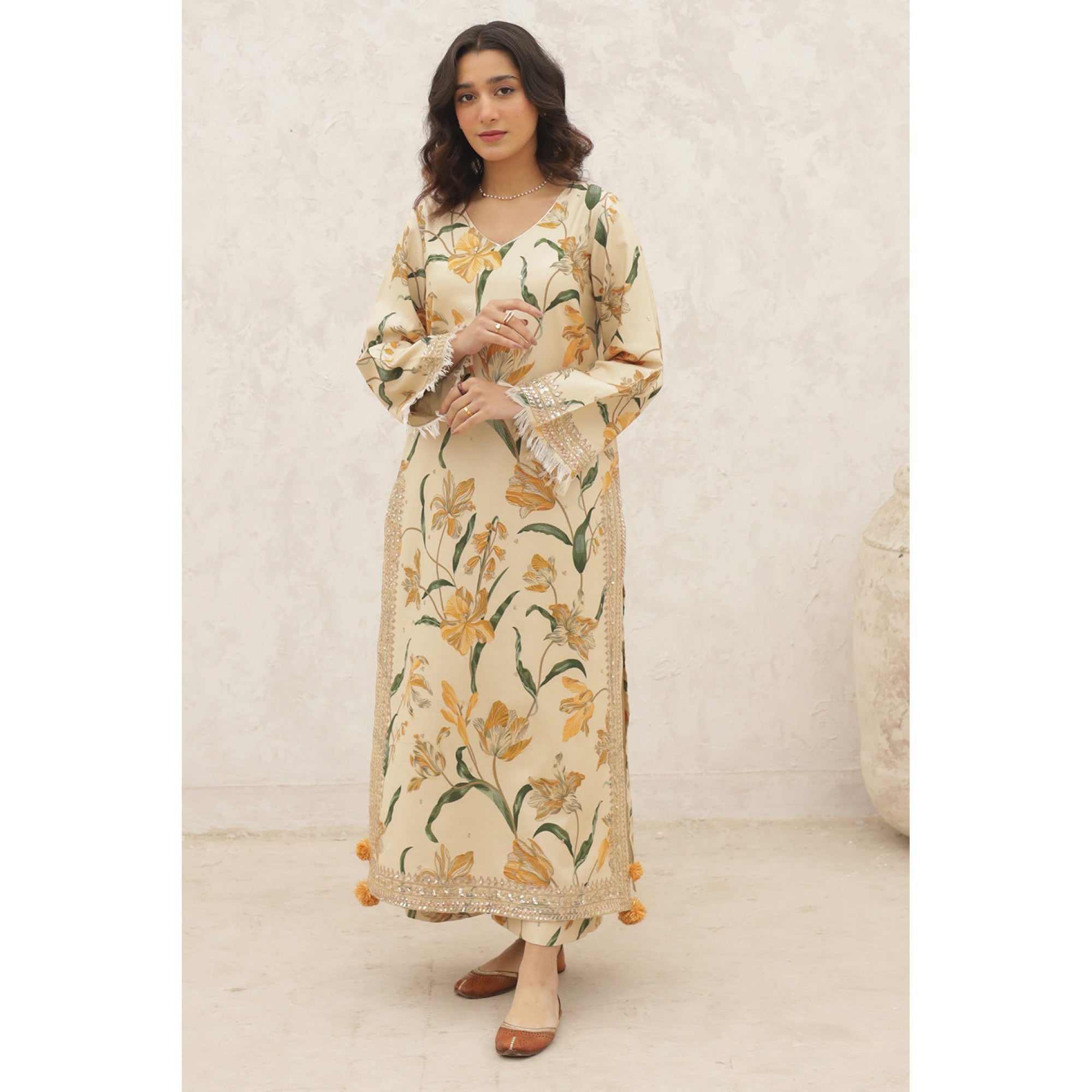 Ivory Flora 2-Piece Stitched Suit