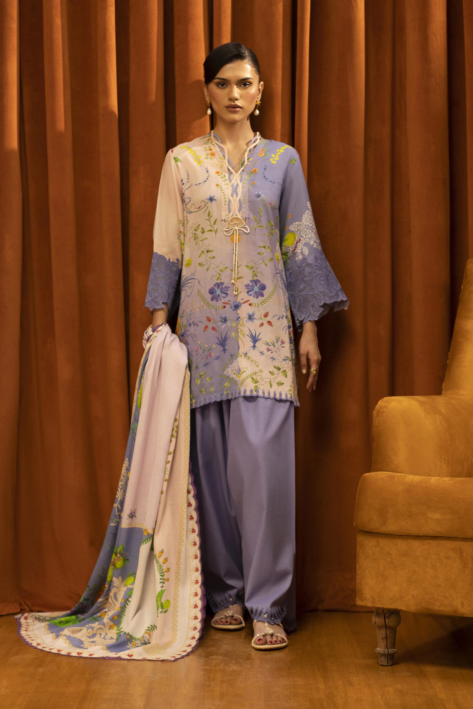 Unstitched Linen Muzlin 3 Piece Suit