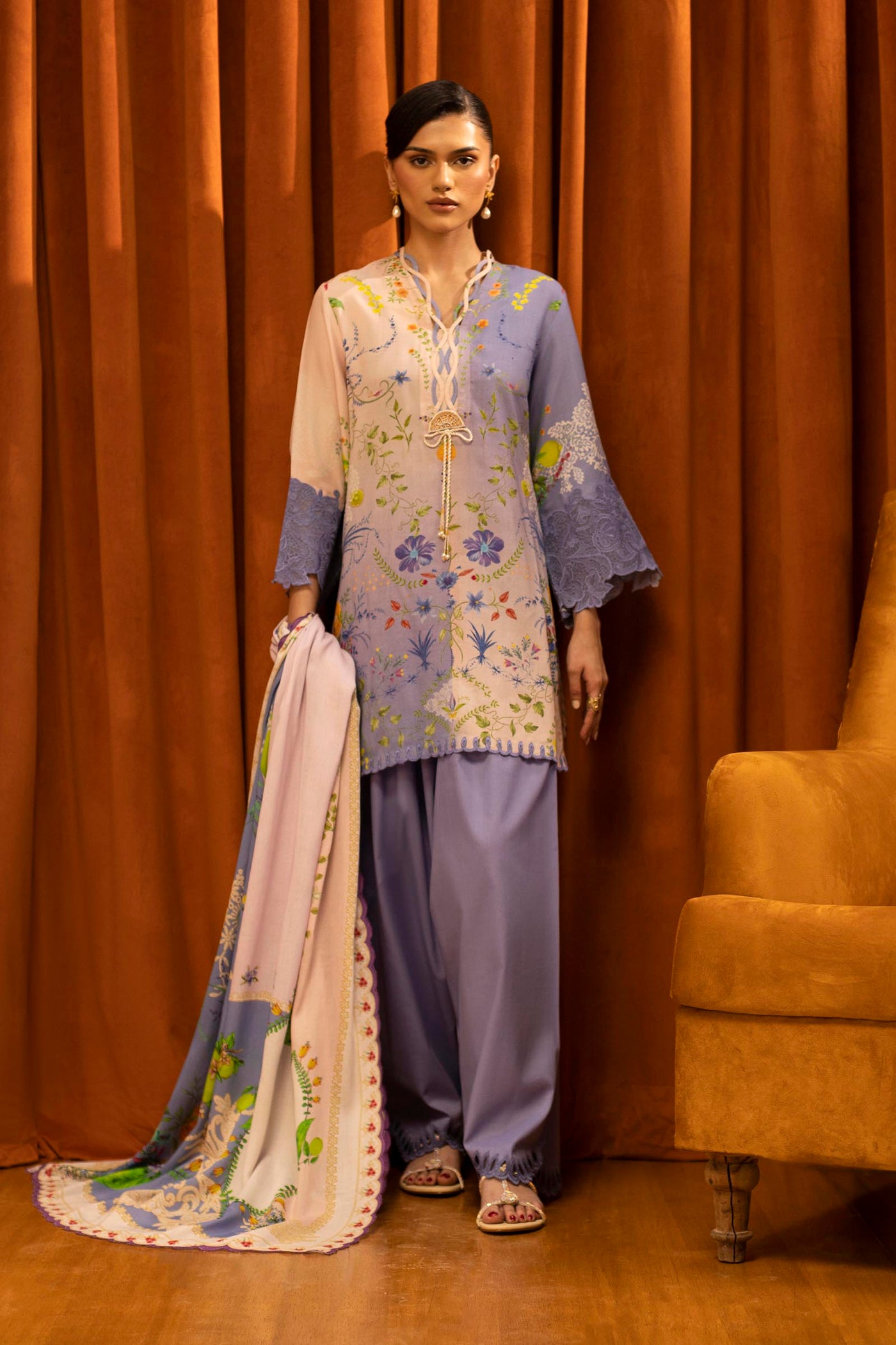 Unstitched Linen Muzlin 3 Piece Suit