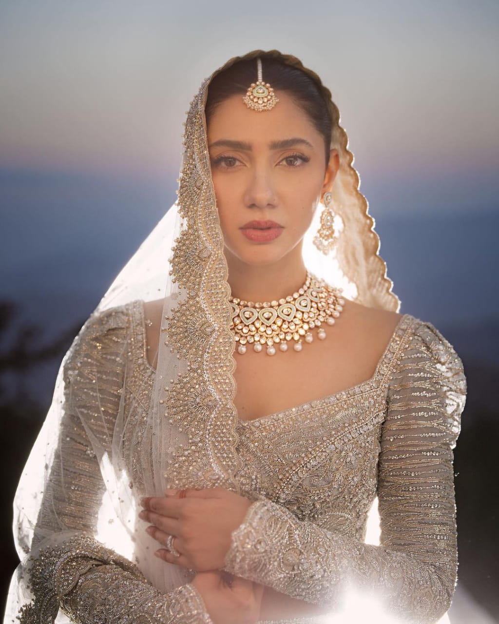 Faraz Manan Style — Mairaz Silver Grey Bridal Lehenga
