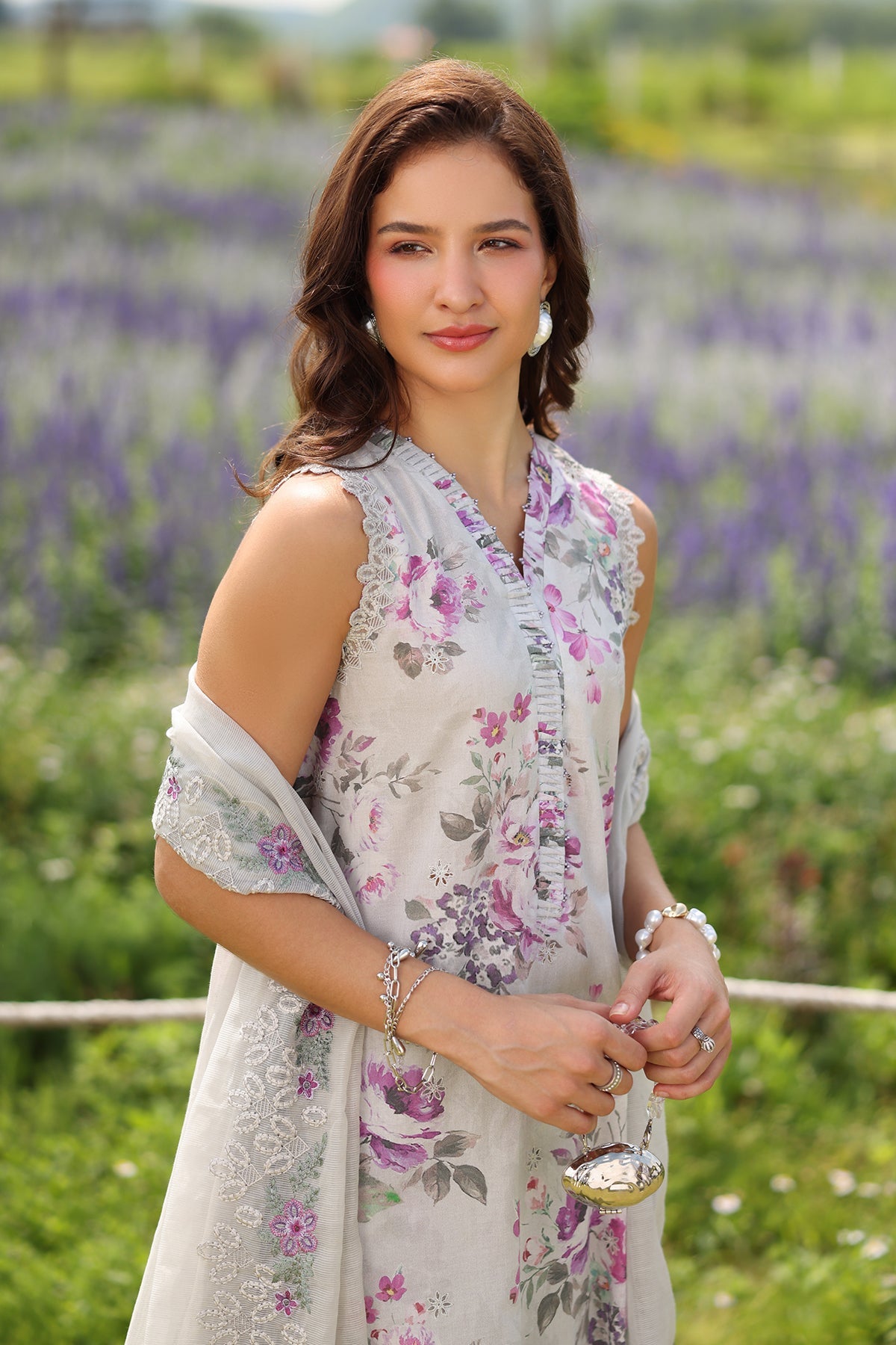 3 Piece Embroidered Net Suit