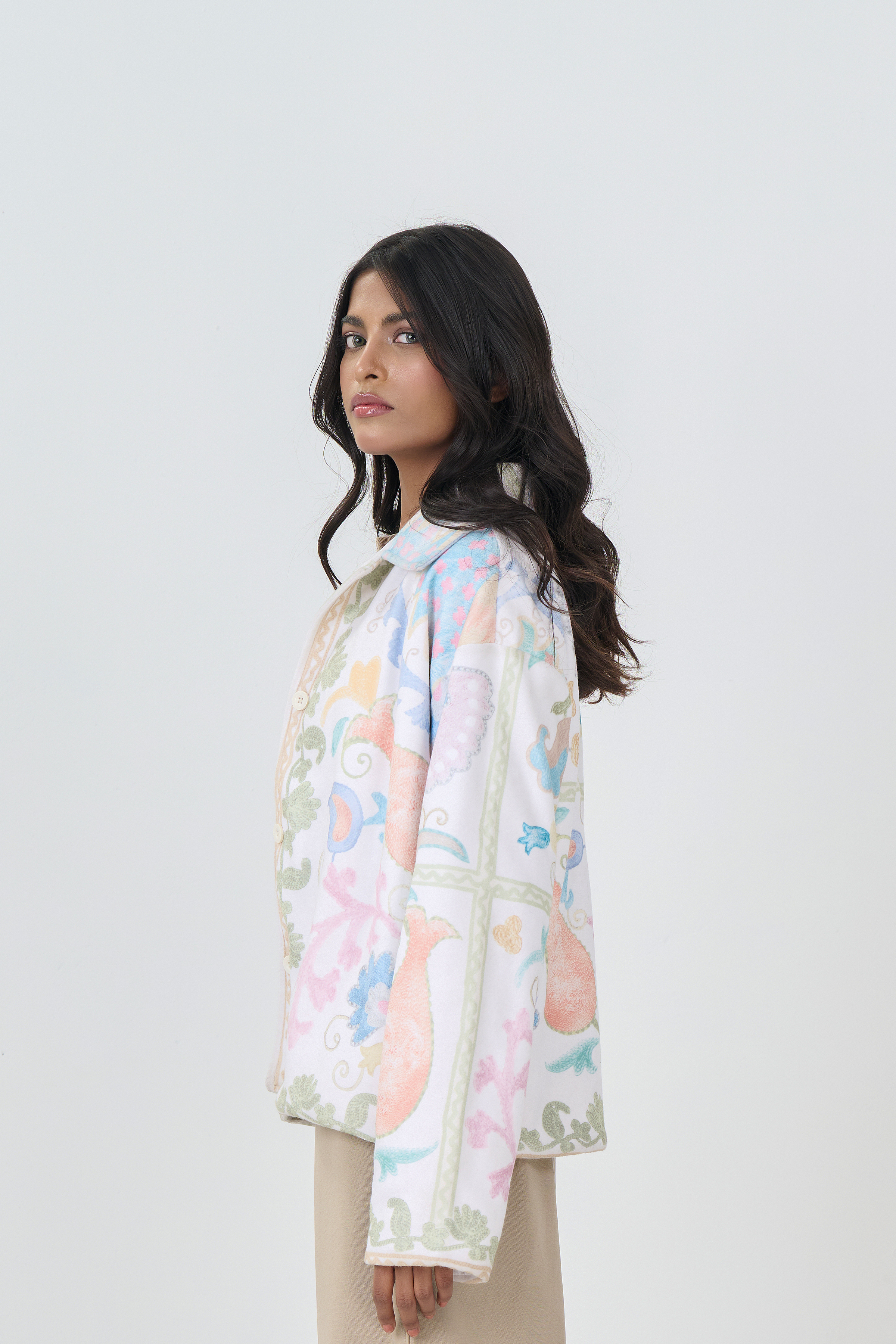 Button Down Collar Jacket (Off White)