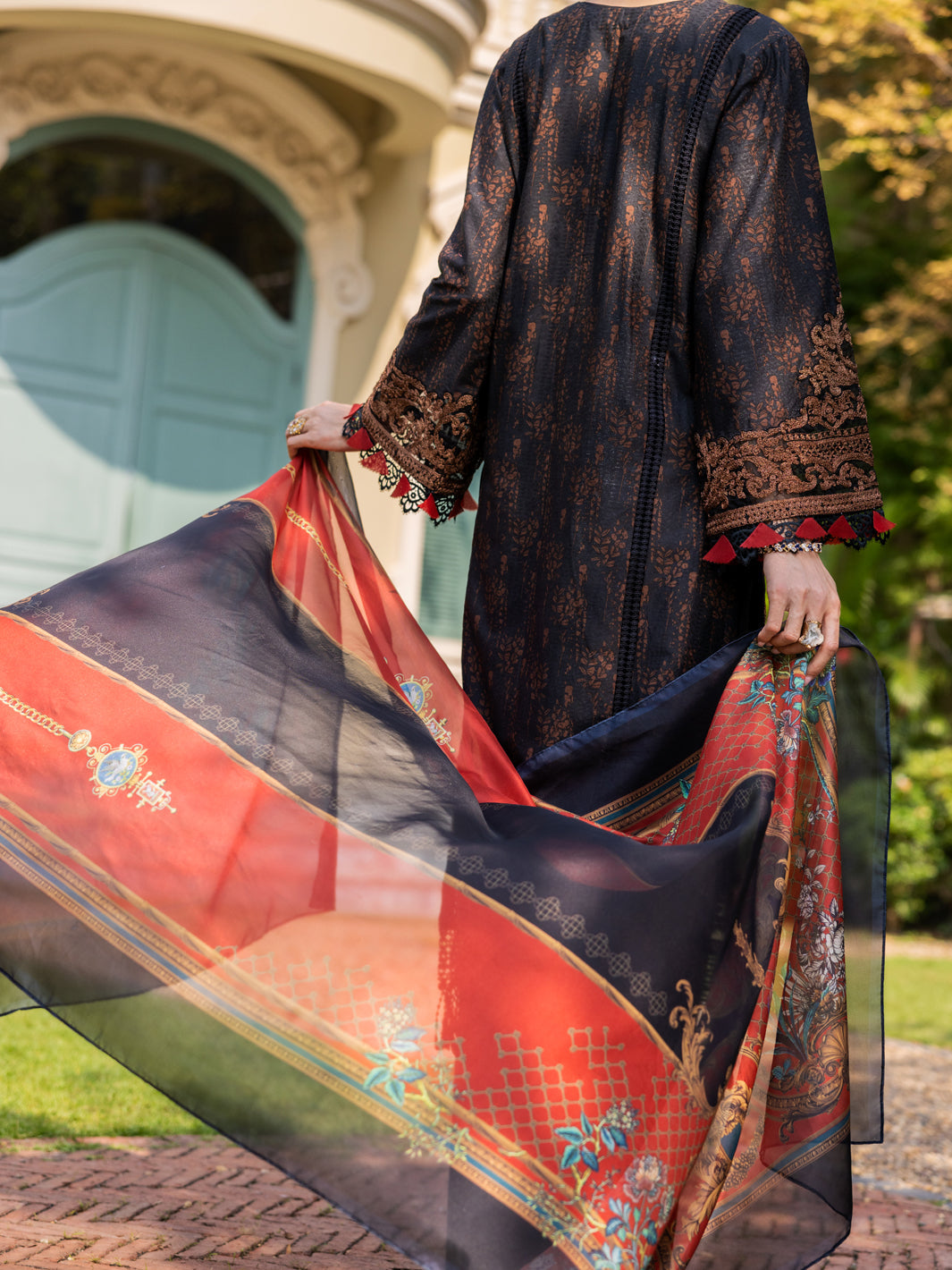 Black Jacquard 3Pc Unstitched - ALP-3PS-1866