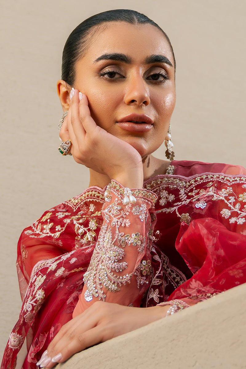 CRIMSON FIRE-3PC ORGANZA EMBROIDERED PRET