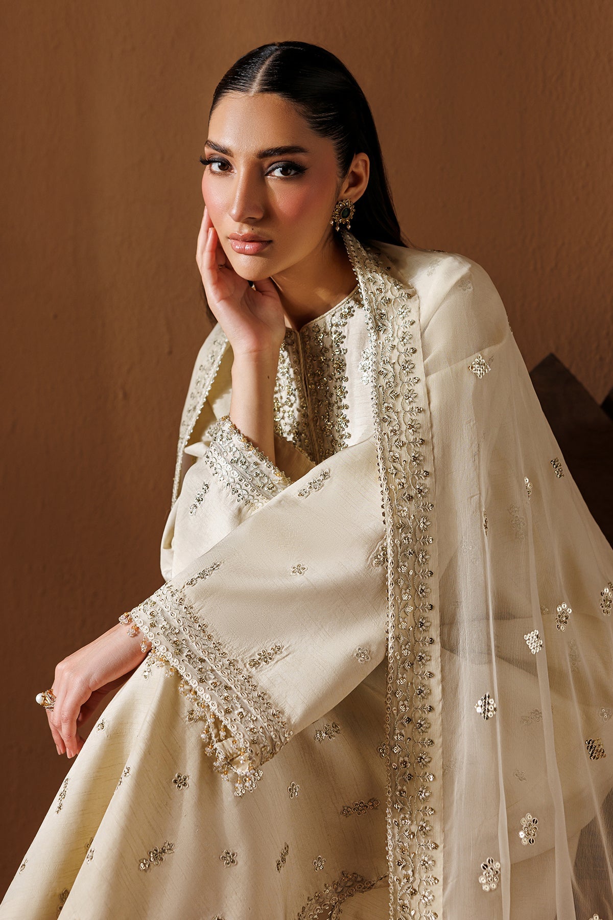 Embroidered Raw Silk Sf-4434