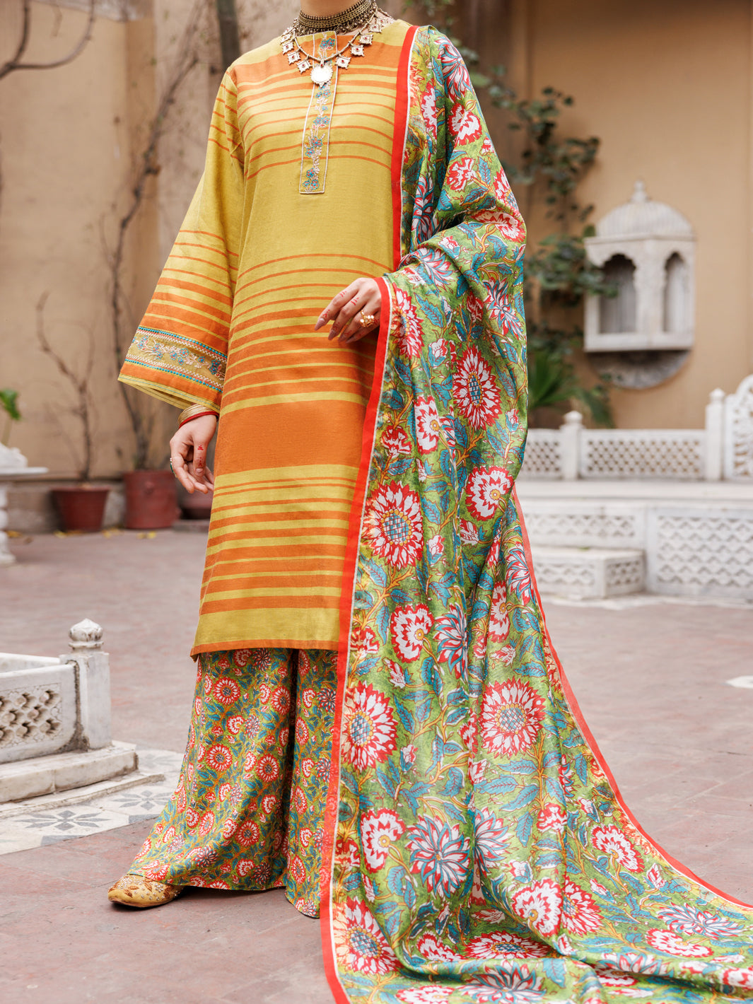 Mehndi Green Yarn Dyed 3Pc Unstitched - ALP-3PS-1930
