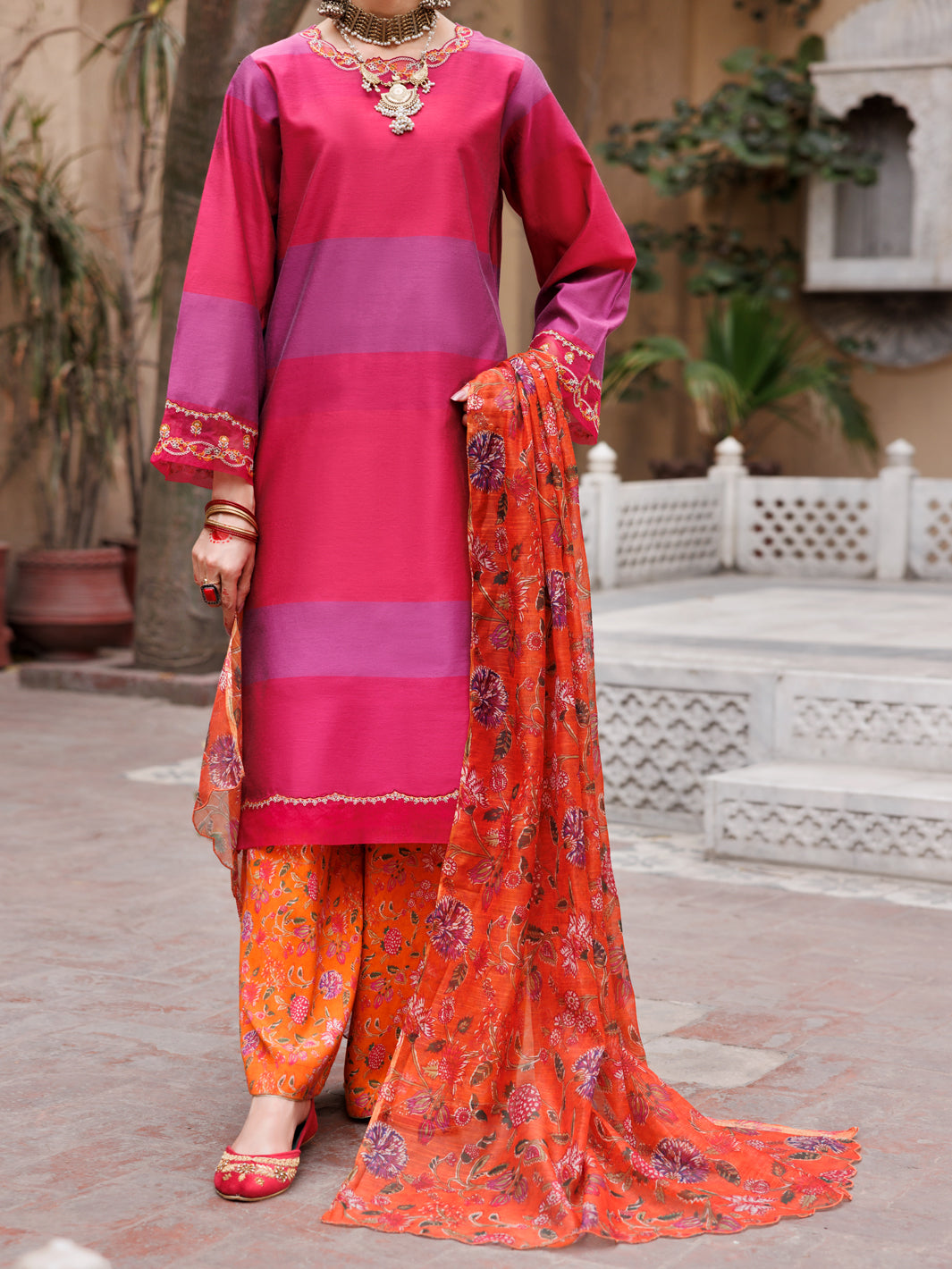 Fuchsia Yarn Dyed 3Pc Stitched - ALP-3PS-1933