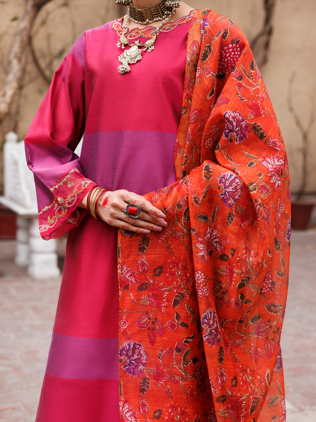 Fuchsia Yarn Dyed 3Pc Stitched - ALP-3PS-1933