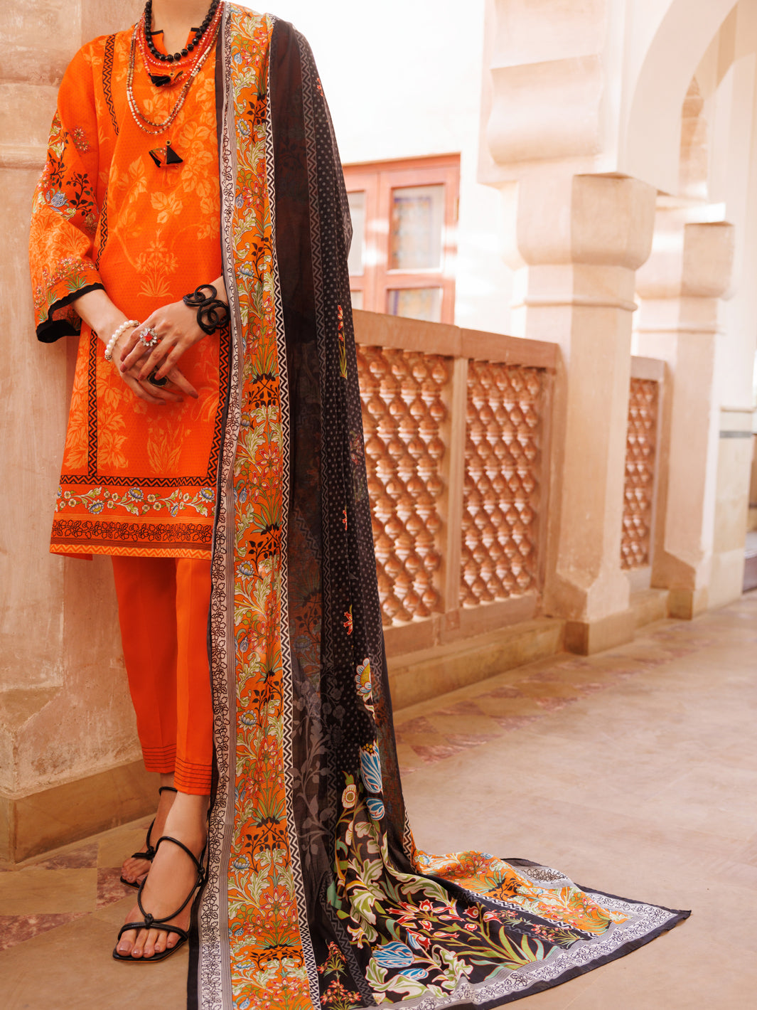 Orange Lawn 3Pc Unstitched - ALP-3PS-1973