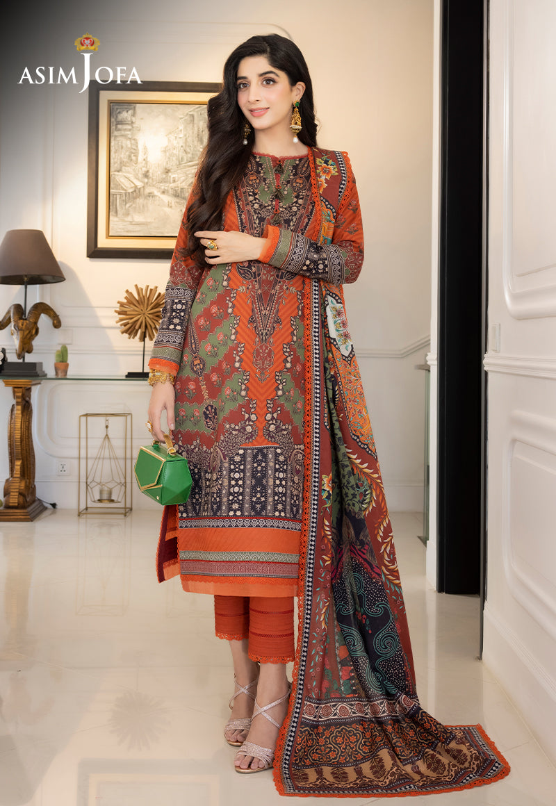 AJS-08 DESIGNERS STITCHED PRINTED LAWN 3 PCS