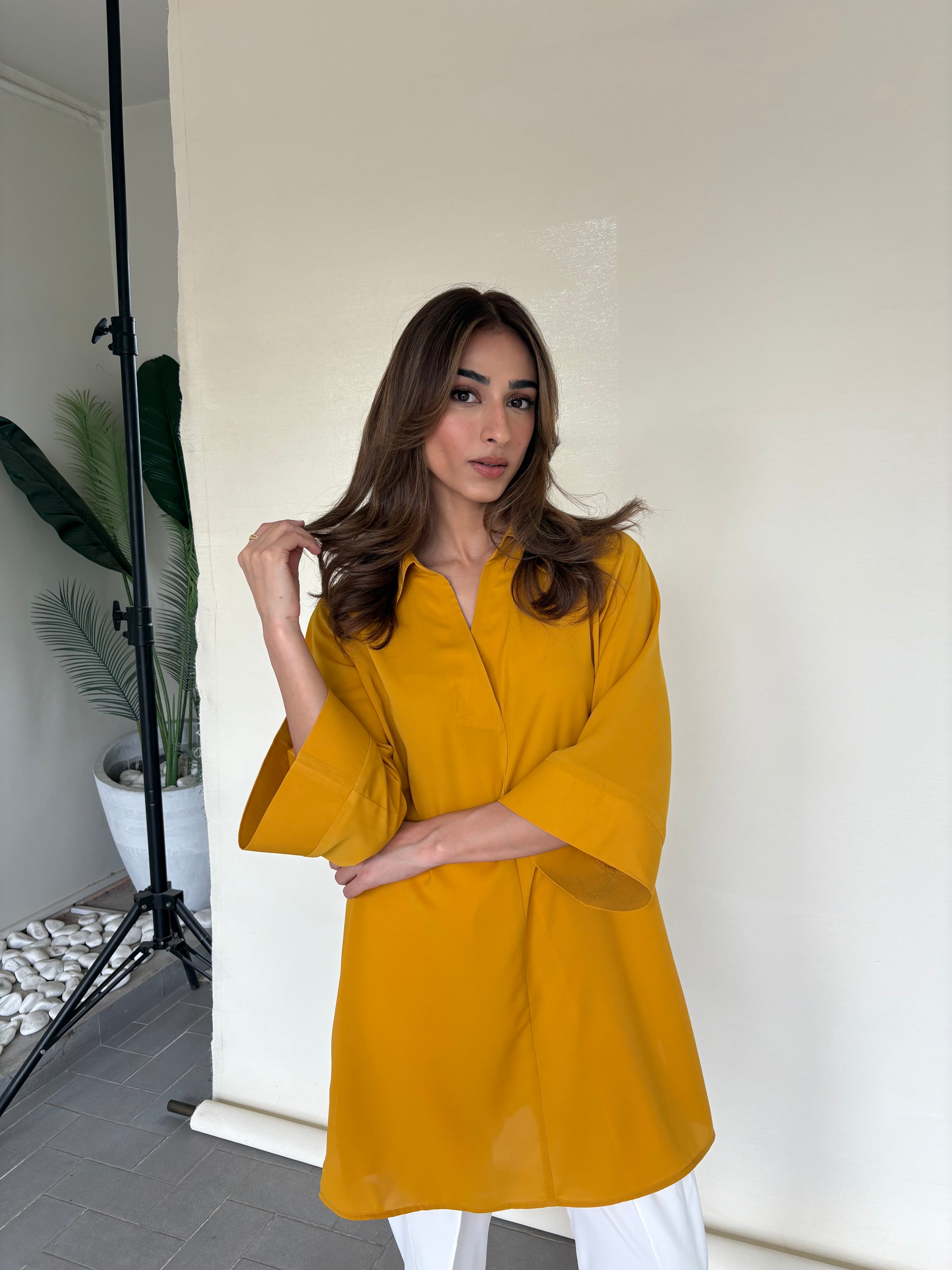 Mustard Toby Tunic with Tulip Shalwar