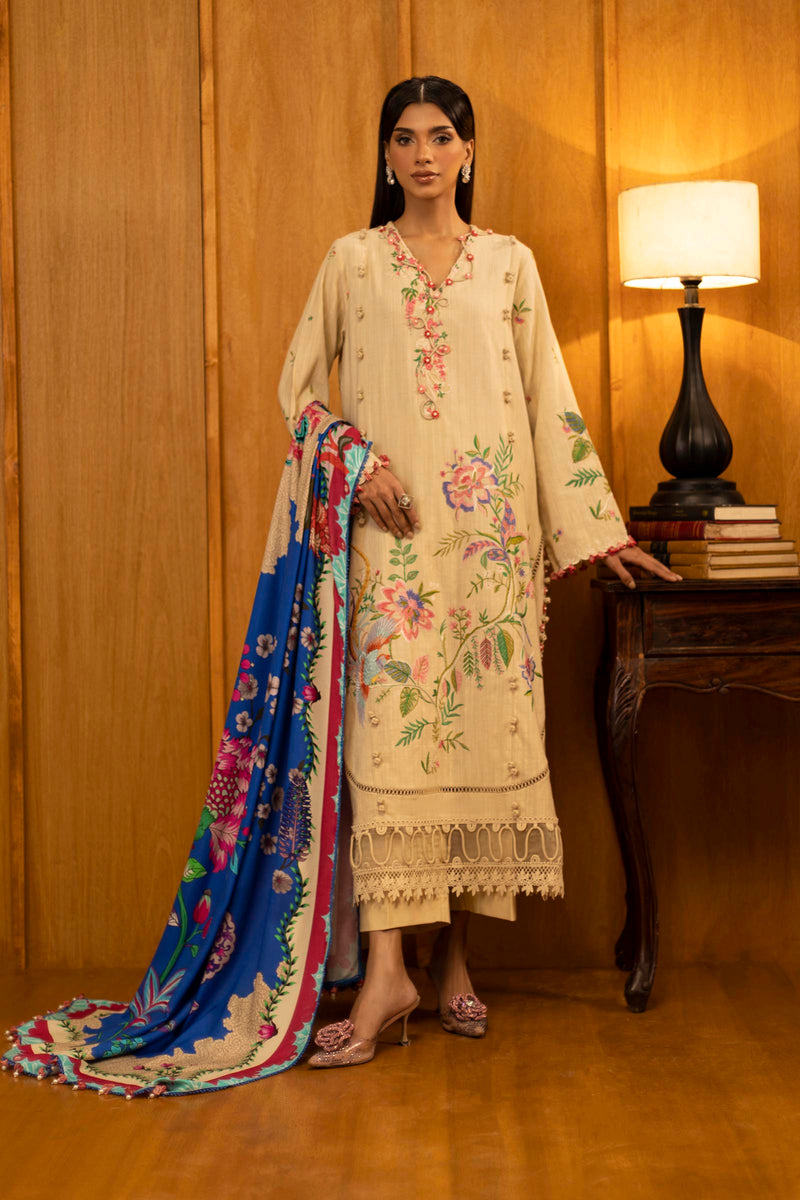 Unstitched Slub Muzlin 3 Piece Suit