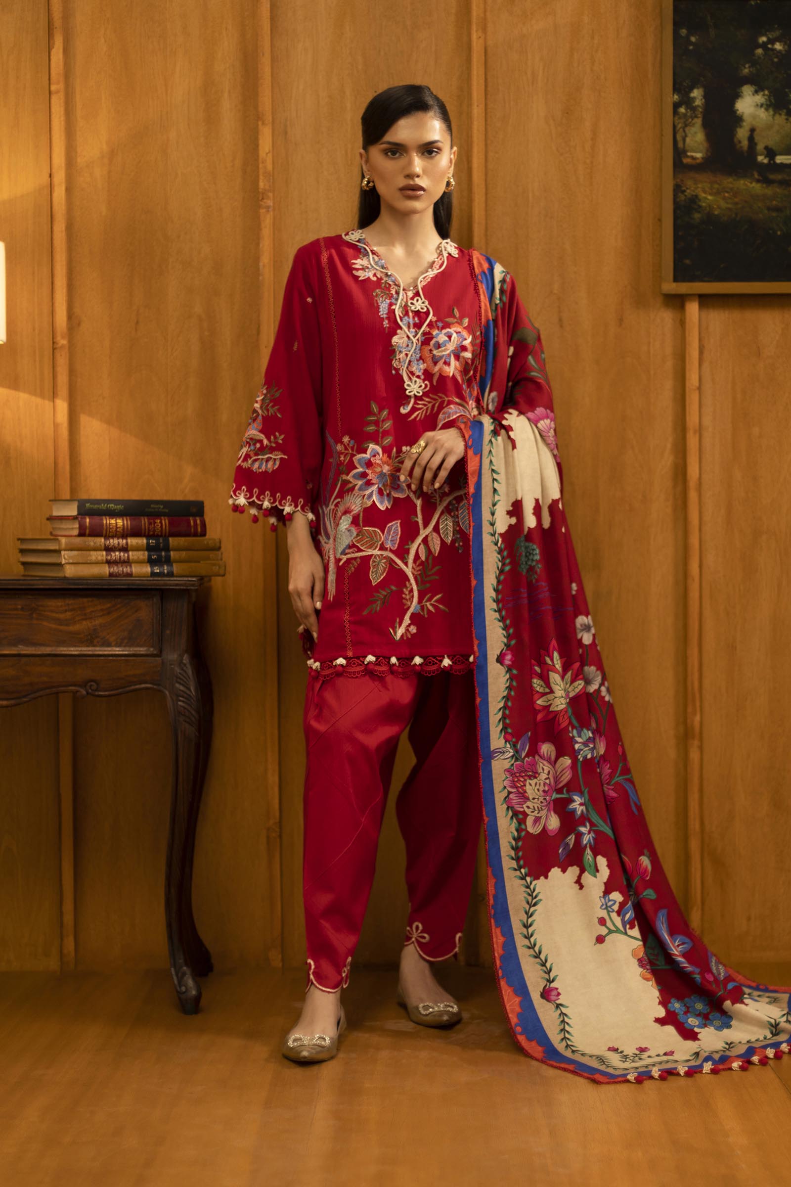 Unstitched Slub Muzlin 3 Piece Suit