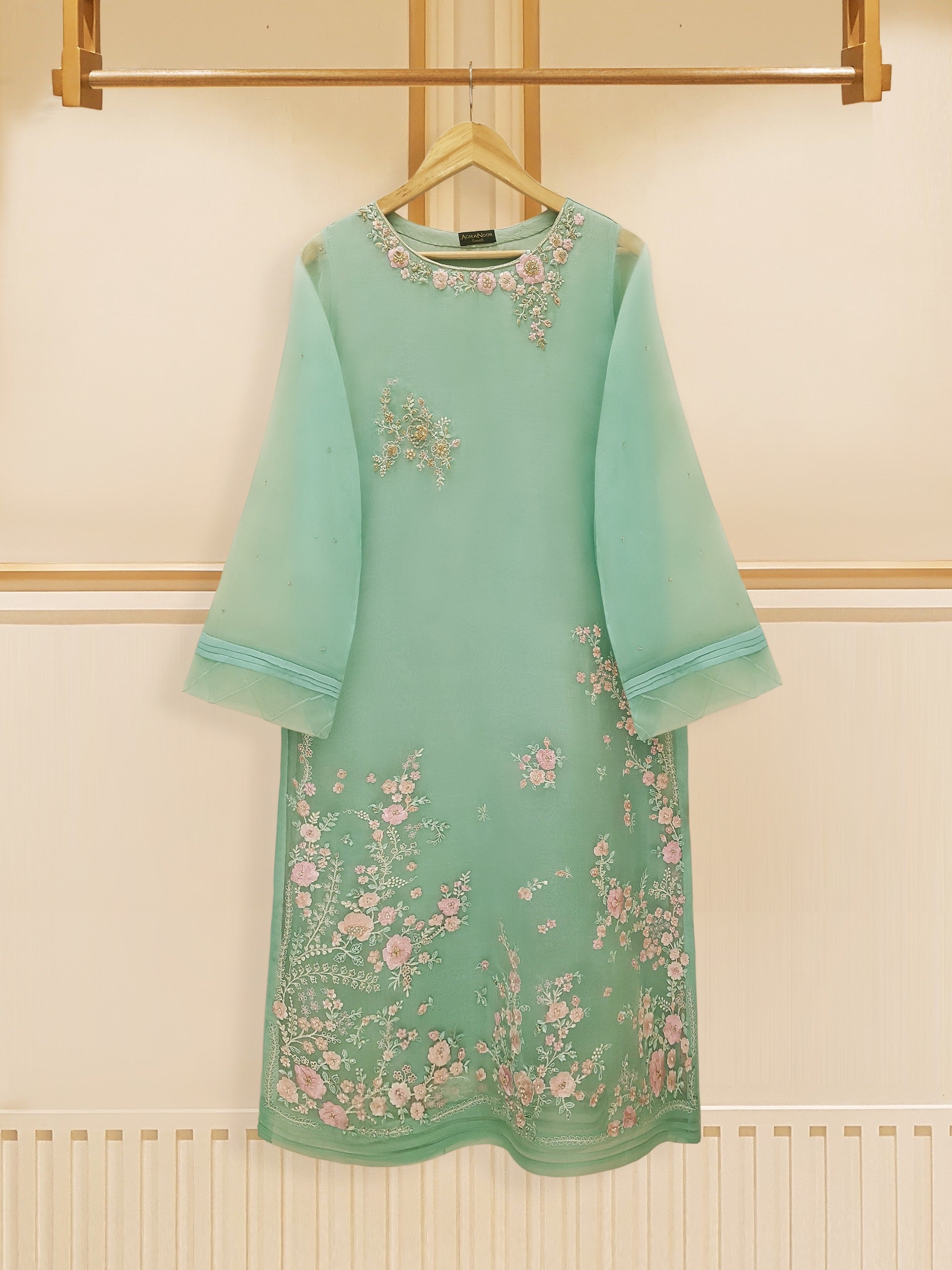3 Piece - Pure Organza Embroidered Suit S109112
