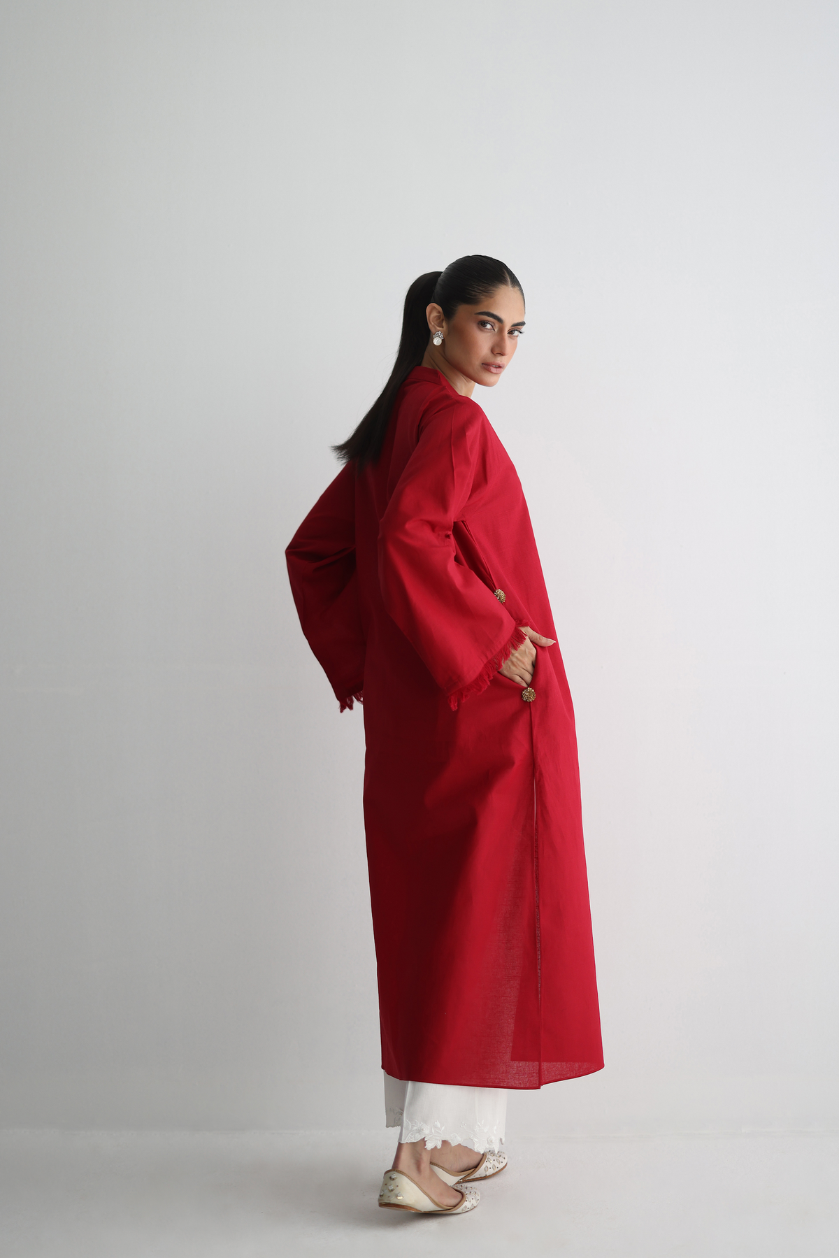 Ruby Red - Kurta with Pocket Detailing