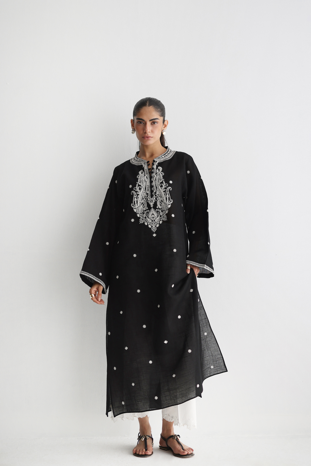 Black - Fully Embroidered Kurta