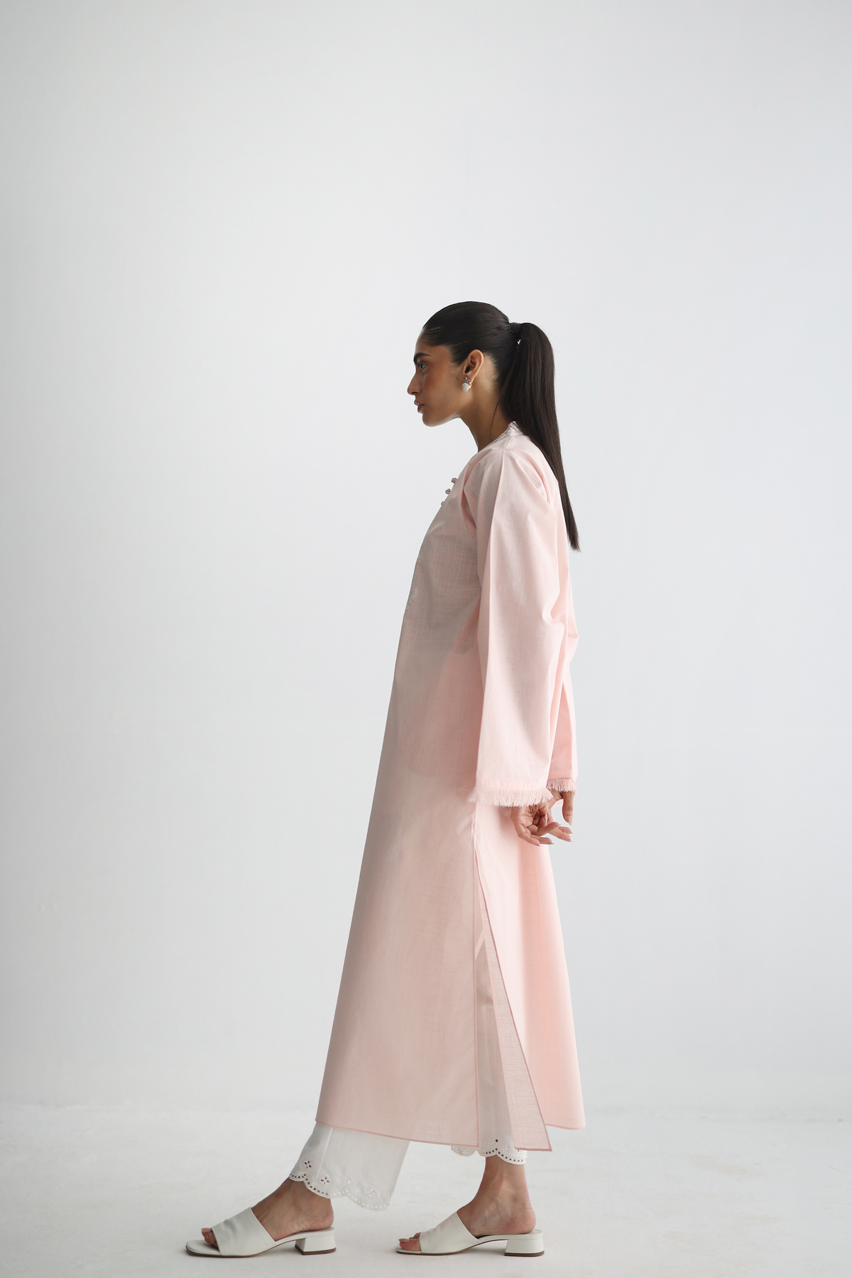 Petal Pink - Paisley Embroidered Kurta