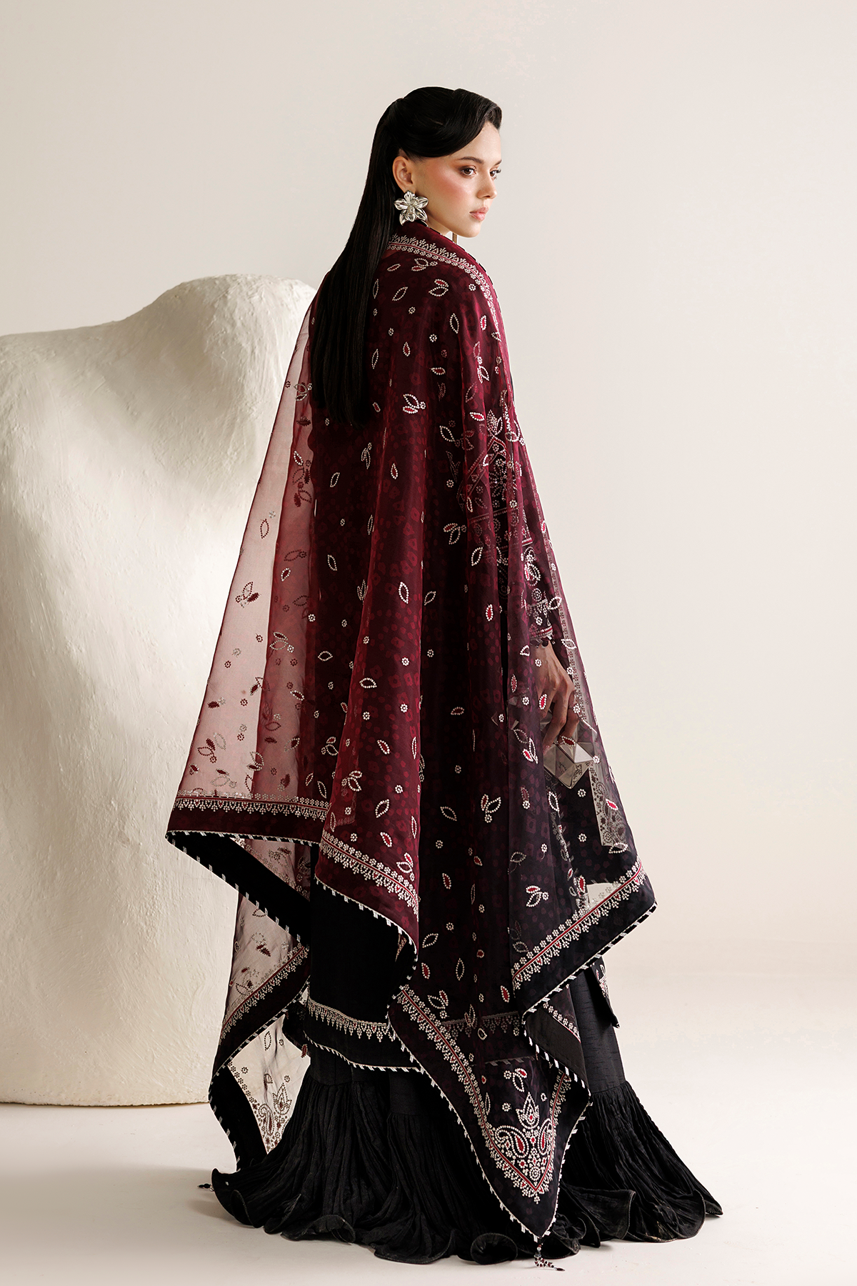 EMBROIDERED RAW SILK UR-7091