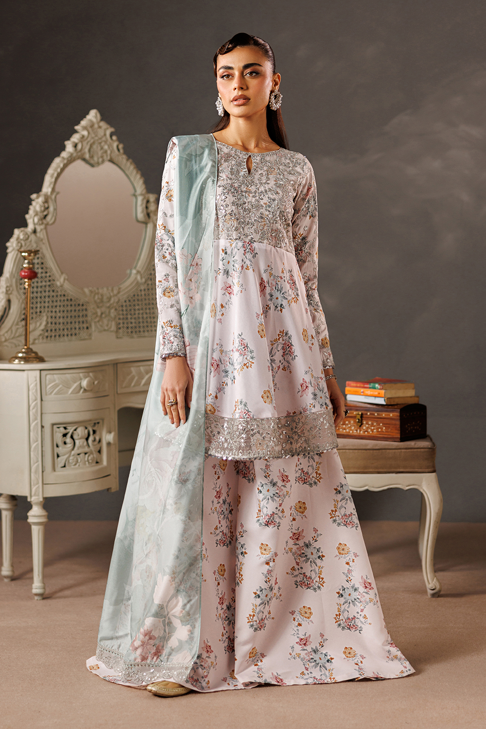 Embroidered Silk Lawn SL-26-09