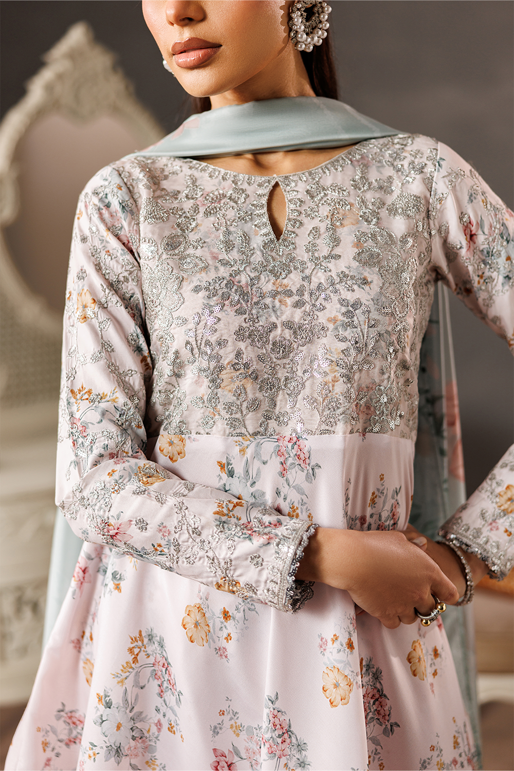 Embroidered Silk Lawn SL-26-09