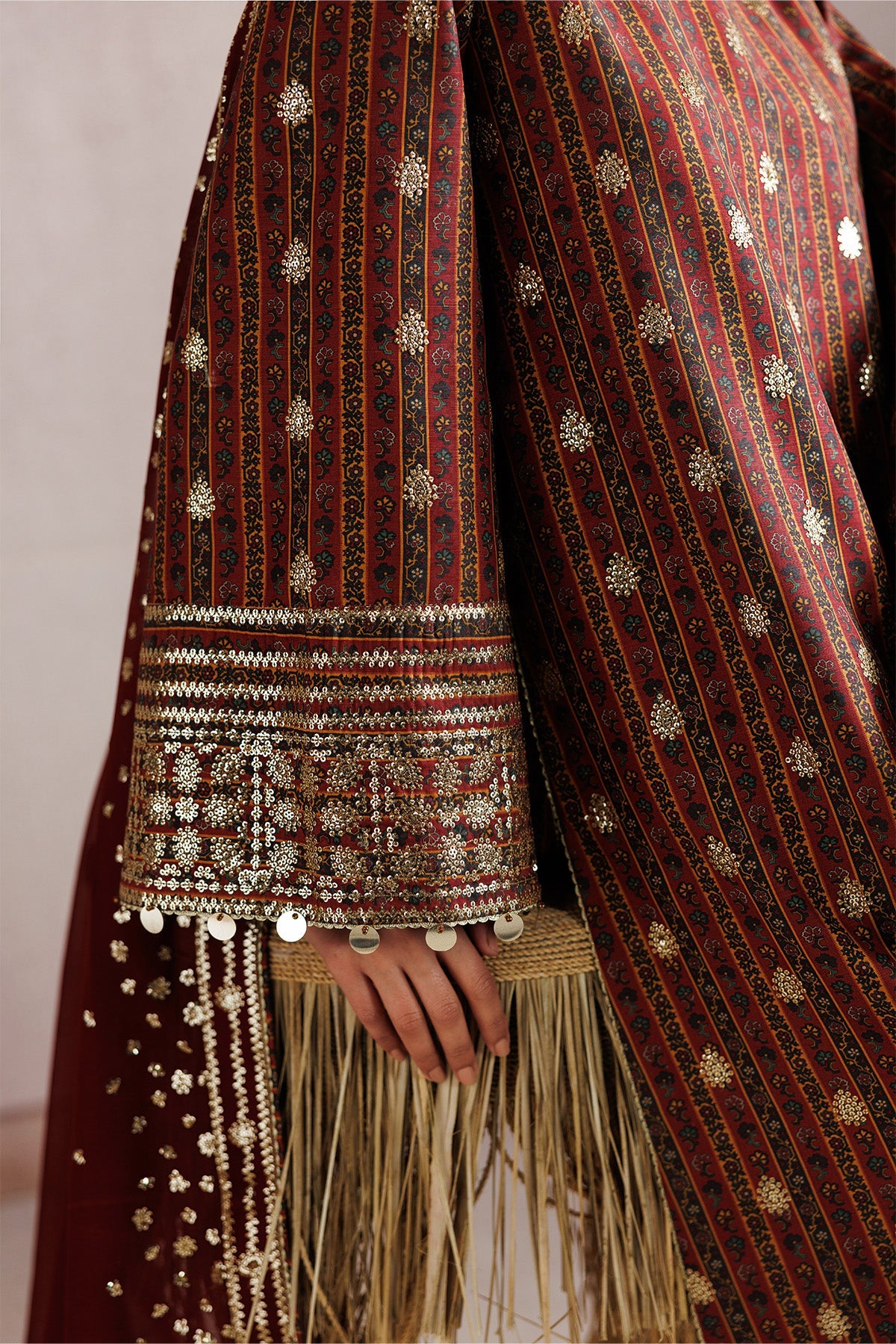 EMBROIDERED RAW SILK UR-7076
