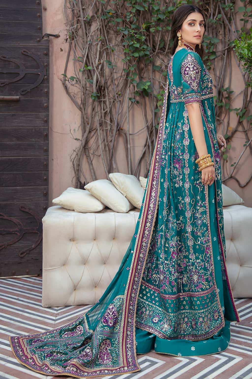 Embroidered silk Pants(As Shown)