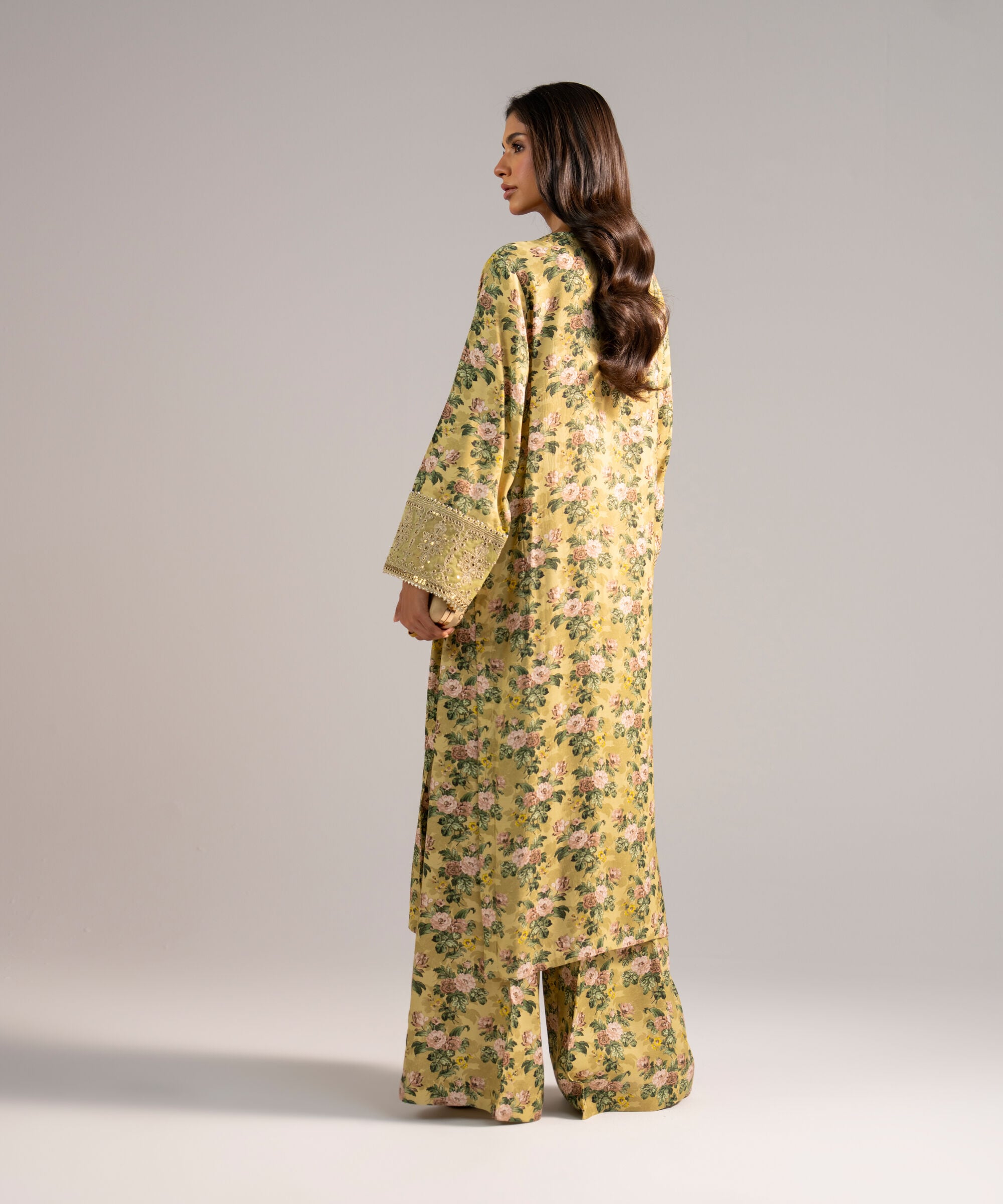 2 Piece - Embroidered Raw Silk Suit