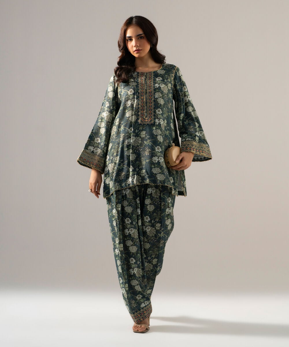 2 Piece - Embroidered Raw Silk Suit 1SFS26FMV605