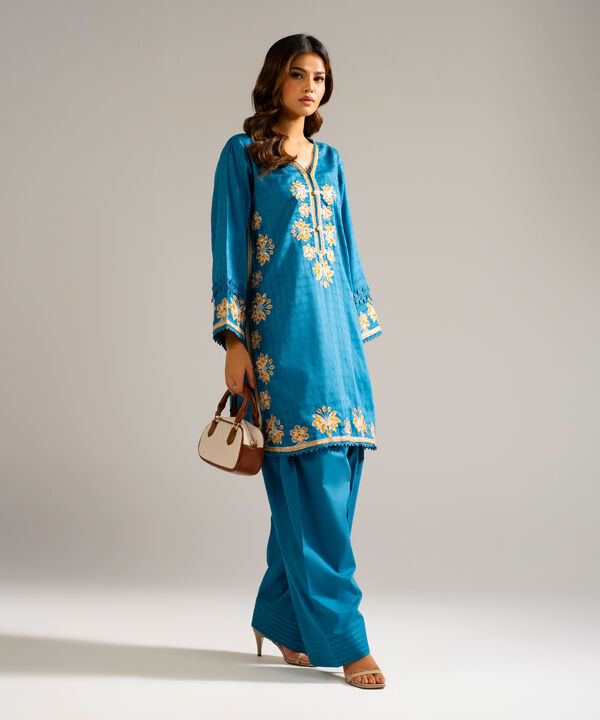 2 Piece - Embroidered Dobby Suit