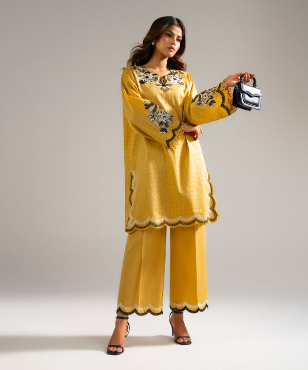 2 Piece - Embroidered Dobby Suit