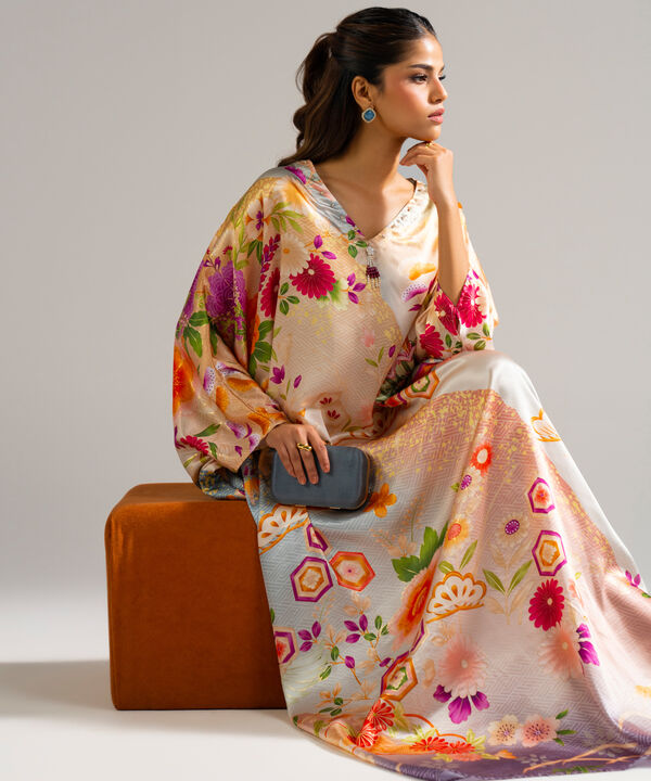 Printed Satin Kaftan