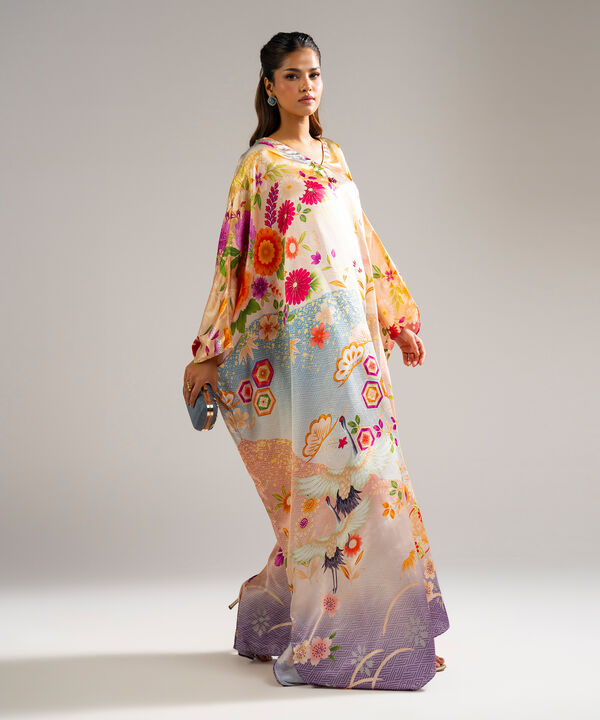 Printed Satin Kaftan