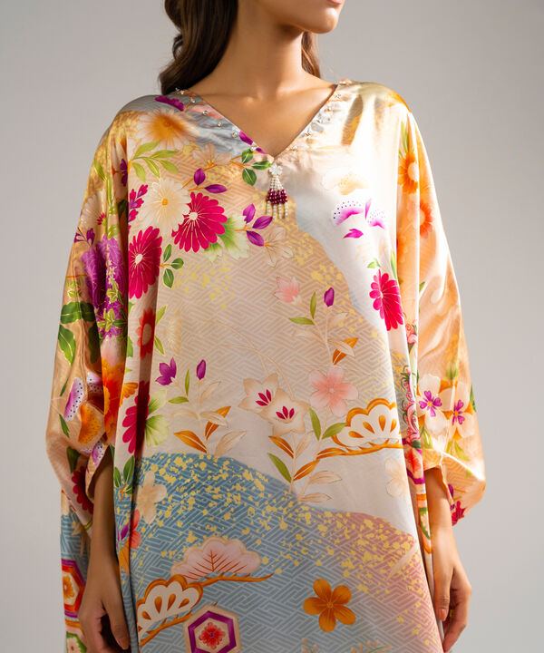 Printed Satin Kaftan